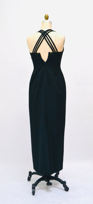 90s 2000s y2k Vintage Evening Gown Small in Black Tank Dress Gown Long Black Dress XS Small 90s black long strapless dress