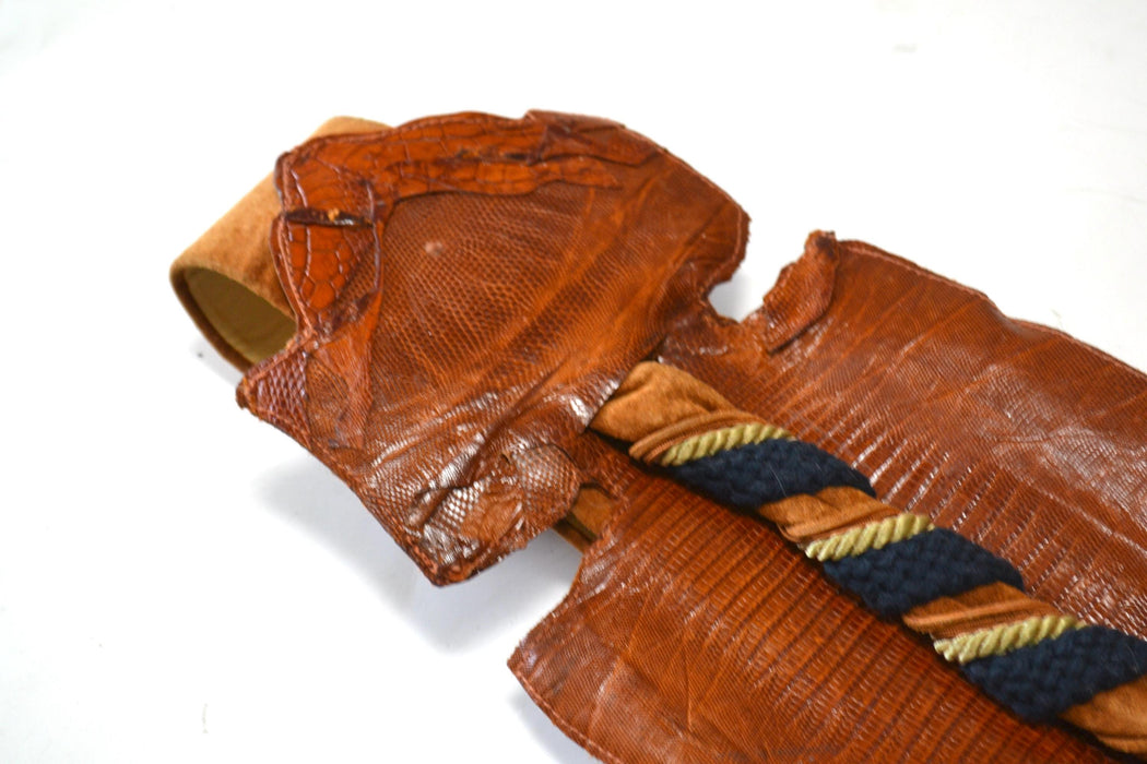 70s 80s Vintage Wide Brown Leather Belt Size Small Medium Brown Reptile Wide Brown leather Boho wedding belt Adjustable 25-30"