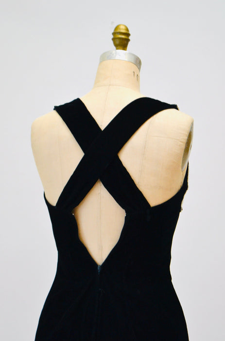90s Vintage Prom Party Dress Black velvet Dress Silver Sequins XS Small // 90s Velvet Tank Dress Black Silver Sequin Body con dress XS