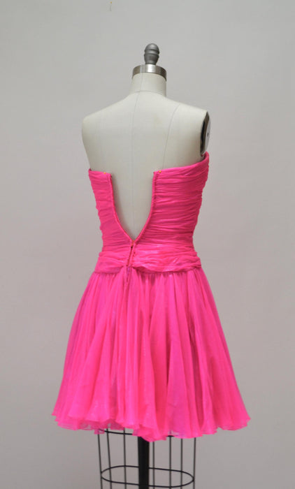 80s 90s Vintage Silk Dress Pink Magenta Dress XXS XS By Bob Mackie Silk// Vintage Wedding Silk Pink Strapless Silk Pink Party Cocktail Dress