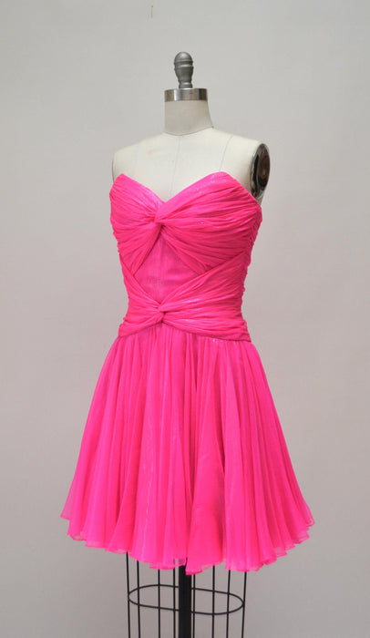 80s 90s Vintage Silk Dress Pink Magenta Dress XXS XS By Bob Mackie Silk// Vintage Wedding Silk Pink Strapless Silk Pink Party Cocktail Dress