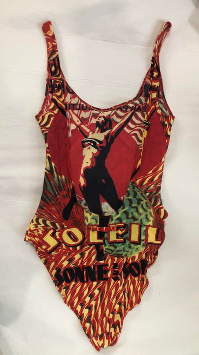 90s Vintage Jean Paul Gaultier Soleil High Cut Swim Suit Small Lady Print Swimsuit One Piece High Cut Red black Vintage Gaultier Soleil
