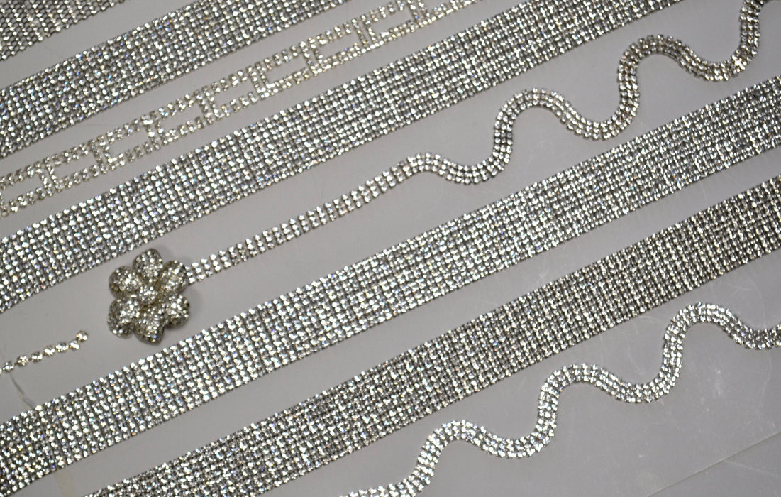 80s 90s Vintage Silver Rhinestone Belt Small Medium large Rhinestone Wedding Belt Rhinestone Sash Belt Silver Metallic Small Medium Large