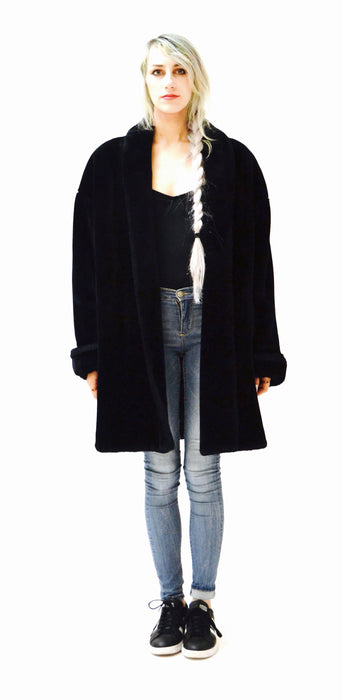 Vintage Black Faux Fur Jacket Coat Medium Large By Doony Brook // Vintage  Black Vegan Fur Coat Jacket Size Small Medium