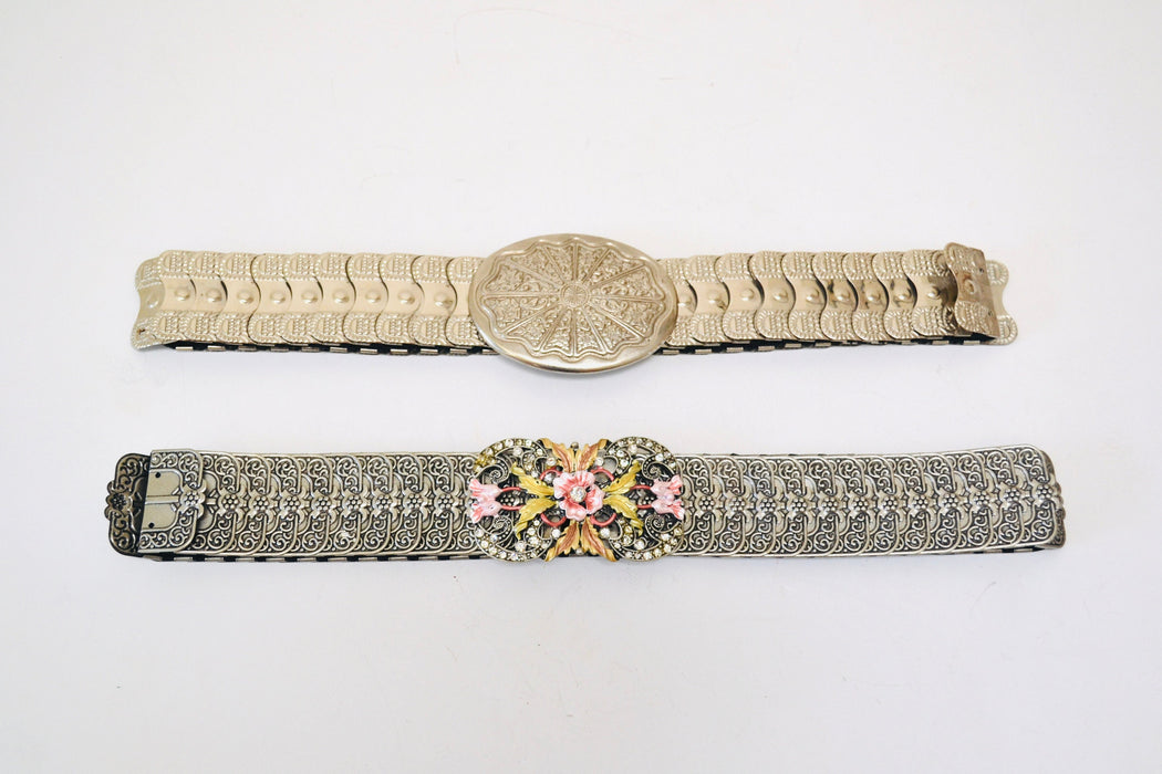 90s Y2k 2000s Vintage Silver Stretch Belt Metal Silver Rhinestone Flower Belt Buckle Western Cowgirl Silver Wedding Belt Small Medium large