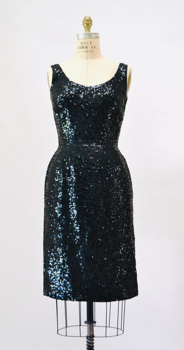 50s 60s Vintage Black Sequin Dress and Jacket Small Medium 1950s 60s Wedding Cocktail Sequin Dress Jacket Suit Miss Ruth Cream Sequin Collar