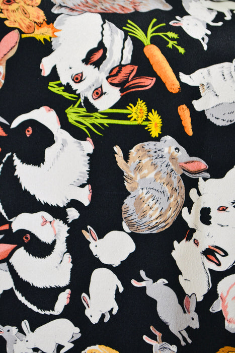 90s Vintage Bunny Jacket Nicole Miller Silk Jacket Large XL with Bunny Rabbits// Vintage Animal Print Silk Jacket Blazer Easter Bunny Jacket