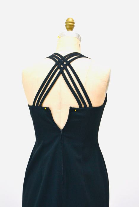 90s 2000s y2k Vintage Evening Gown Small in Black Tank Dress Gown Long Black Dress XS Small 90s black long strapless dress