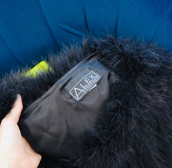 90s Vintage Black Feather Jacket Marabou Feather Jacket Coat Medium Large // Vintage 90s Black Feather Jacket Vintage Glam party Jacket