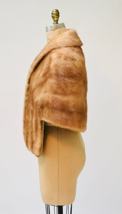 Vintage Mink Stole Honey Blonde Vintage Fur Stole Cape// Vintage Fur Cape in Blonde Cream Brown Winter Wedding