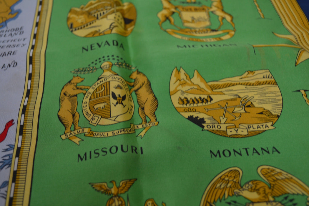 Vintage Hermès Twill Silk Scarf Hermes Arms of the United States Bicentennial Print Silk Scarf USA Map Silk Scarf Wrap Hermes Silk Head Wrap
