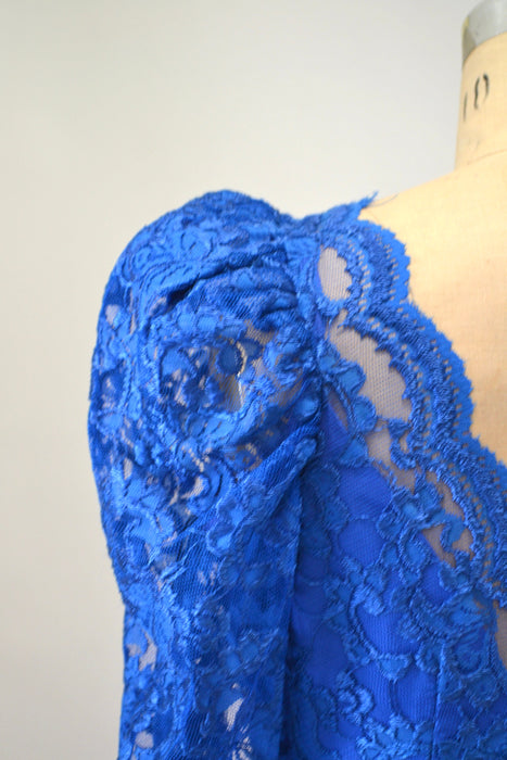 80s Prom Dress Small Medium Blue Lace Barbie Party Prom Dress // Vintage 80s Blue Party Dress Lace Club Princess Dress Small Medium