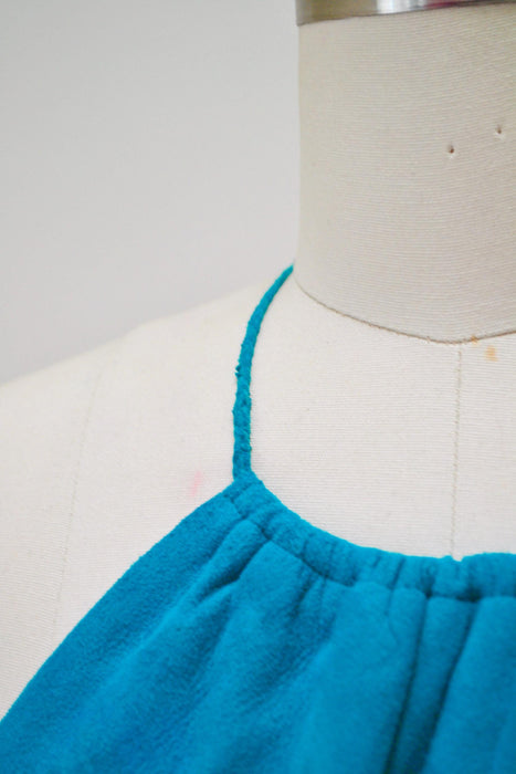 2000s Y2k Vintage Blue Leather Halter Neck Crop Top Blue Turquoise Leather Party Top Y2k Party Club Top by Laundry Halter leather top Small