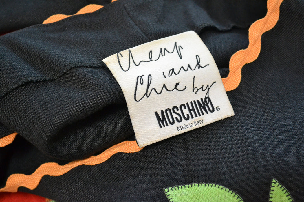 90s Vintage Moschino Dress With Heart Pocket Black Linen Dress Cheap & Chic made in Italy Small Medium Black Moschino Dress 1995 The Nanny