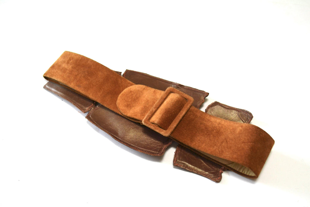 70s 80s Vintage Wide Brown Leather Belt Size Small Medium Brown Reptile Wide Brown leather Boho wedding belt Adjustable 25-30"