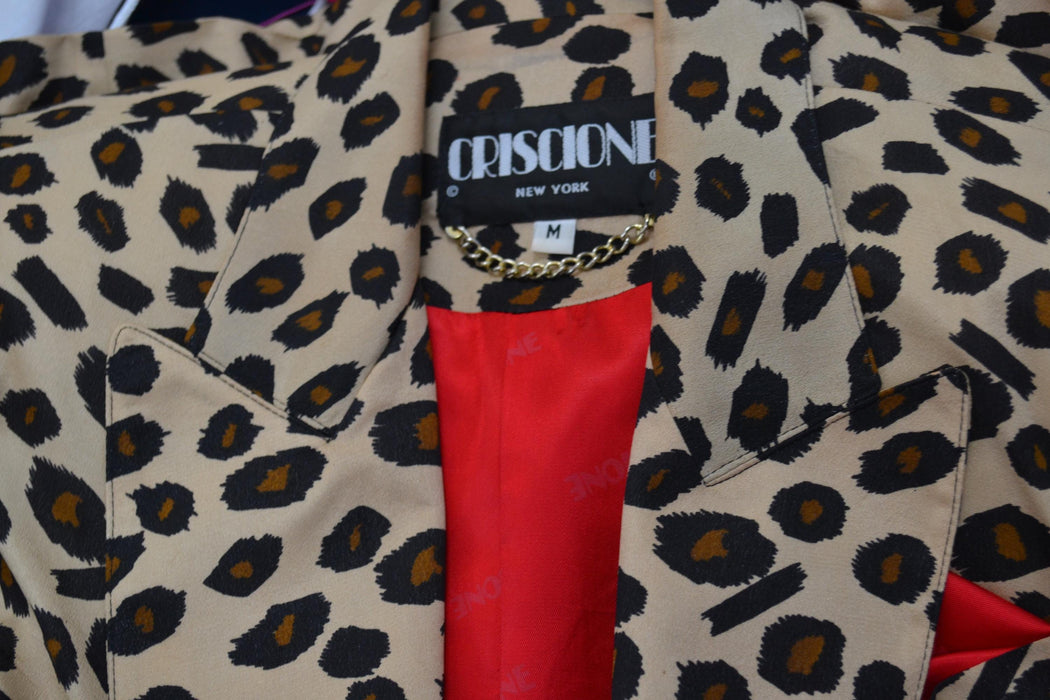 80s 90s Vintage Leopard Print Jacket Animal Print Blazer Tan Black Criscione Medium//  90s Vintage Chetah Print Jacket Blazer 90s Nanny