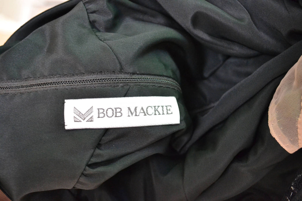 70s Vintage BOB MACKIE Dress Black Sequin Beaded Stars// Vintage Black Illusion Dress// Metallic Celestial Sequin Dress Medium Stars