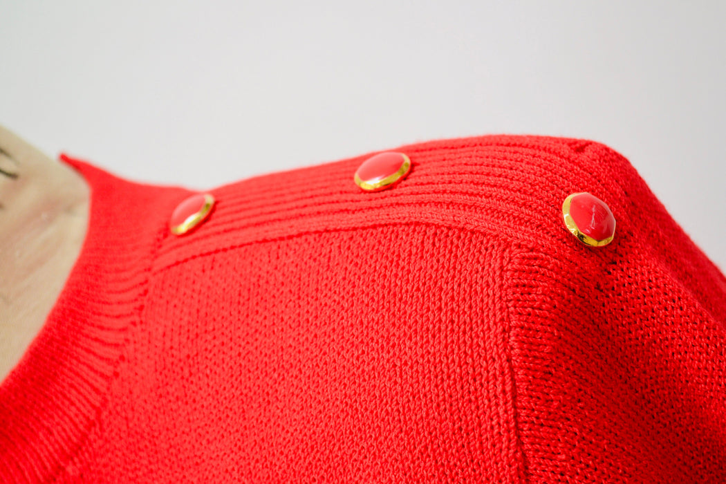 80s Vintage Red St John Dress Saks Fifth Avenue Red Knit Dress by St John // 80s Red Sweater Knit Dress Small Medium 80s Glam Designer Dress