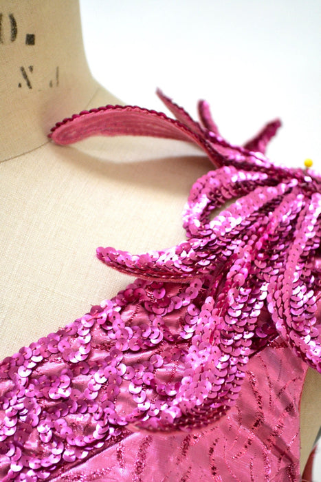 Metallic 80s Prom Dress Pink XS Small Barbie Dress // Vintage 80s Party Dress Pink Metallic Sequin Dress Mike Benet Pageant Princess Dress