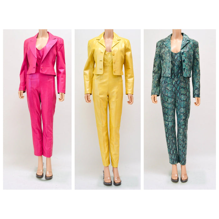 2000s Y2k Pink Leather Jumpsuit Cat Suit Pink Leather Lace up Sexy Jumpsuit By Michael Hoban North Beach Leather Size XS Small