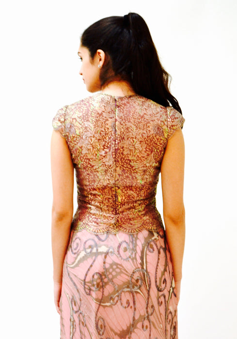 90s 00s Vintage Pink Lace Silk Bias Cut Dress Small Wedding Party Gown// 90s 00s Bias cut Gown Long Dress Metallic Lace Butterfly Print