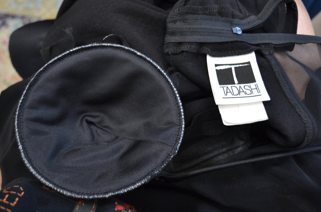 90s Vintage Black Metallic Evening Gown Prom Dress Illusion Dress Small // Black 90s Mesh Cut out Dress Bondage Dress Small Medium Tadashi