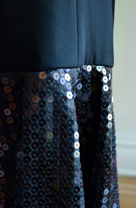 90s Vintage Black Sequin Tank Dress Small Medium// 90s Black Prom Dress Sleeveless Dress Drop Waist Small by Nicole Miller Flapper Inspired