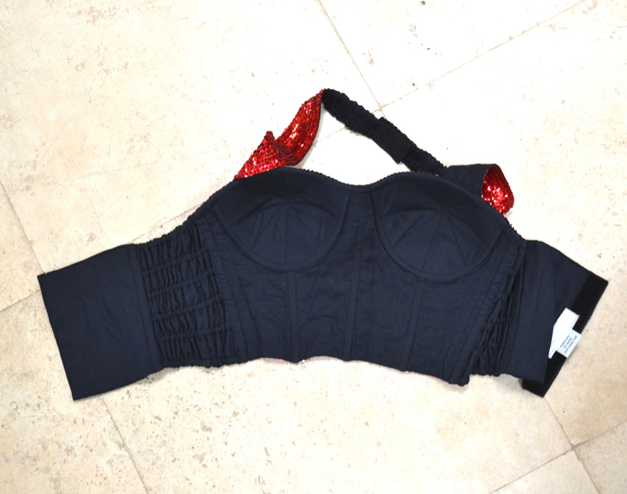 80s 90s Vintage Red Sequin Bustier Crop Top Halter top Size Medium Sequin Red Halter Top Disco Dance 80s 90s Sequin Showgirl Halter TOp