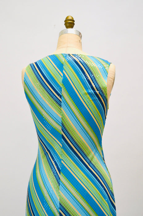 90s 2000s Y2k Vintage Club Dress Blue gren Knit Metallic Disco Dress Medium Stretch Dress// 2000s y2k Party Club Prom Dress Large