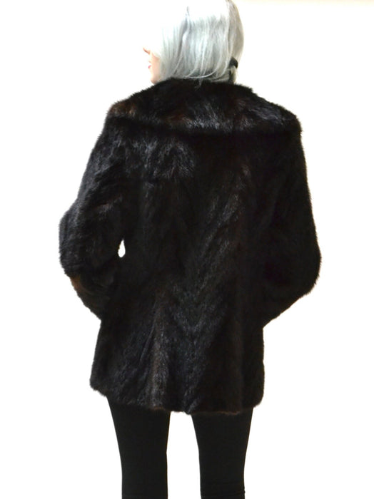 Vintage Brown Black Fur Jacket Coat Mink Medium// 70s Vintage Mink Fur Coat Jacket Size Medium Black Brown