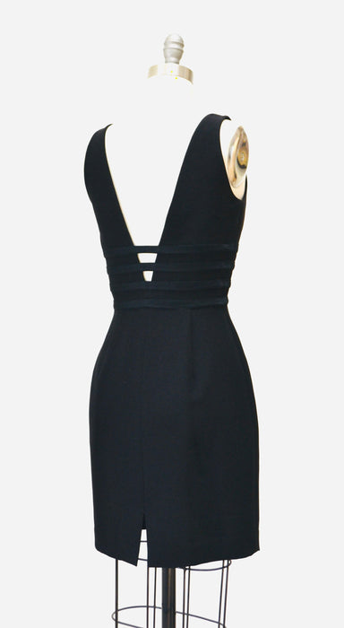 Vintage 90s Little Black Dress Black Cocktail Party Dress By Andrea Polizzi XS Small// Vintage 90s Sexy Party Cage Dress Black Neiman Marcus