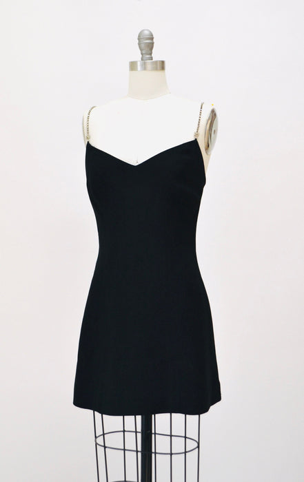 Vintage 90s Black Dress Black Cocktail Party Dress with Rhinestones By Bebe Small// Vintage 90s Sexy Prom Party Club Dress Black XS Small