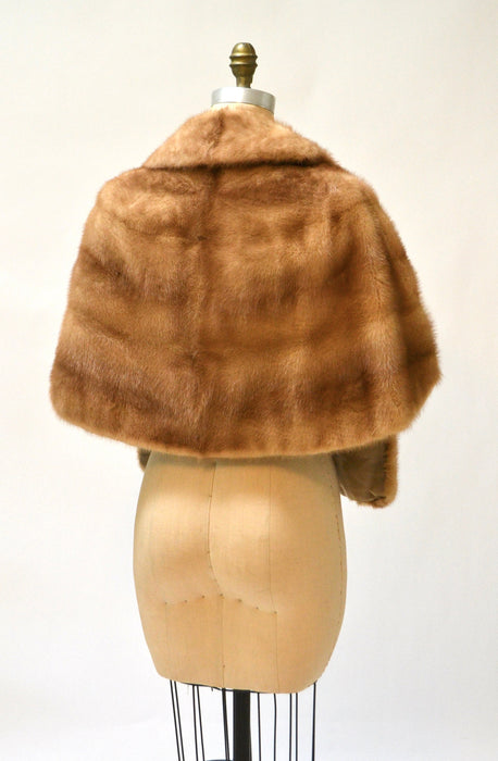 Vintage Mink Stole Honey Blonde Vintage Fur Stole Cape// Vintage Fur Cape in Blonde Cream Brown Winter Wedding