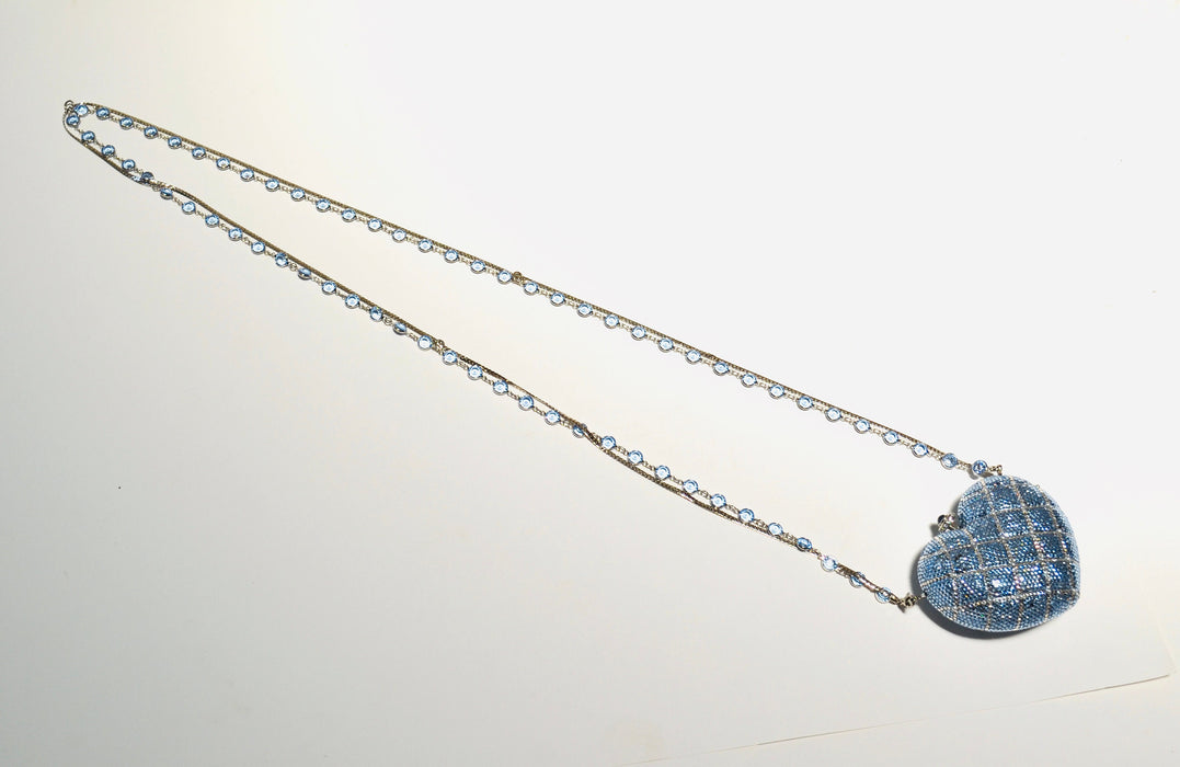 90s Vintage Blue Silver Crystal Evening Bag Swarovski Crystal Something Borrowed Blue Crystal Minaudiere Wedding Evening Bag K Baumann