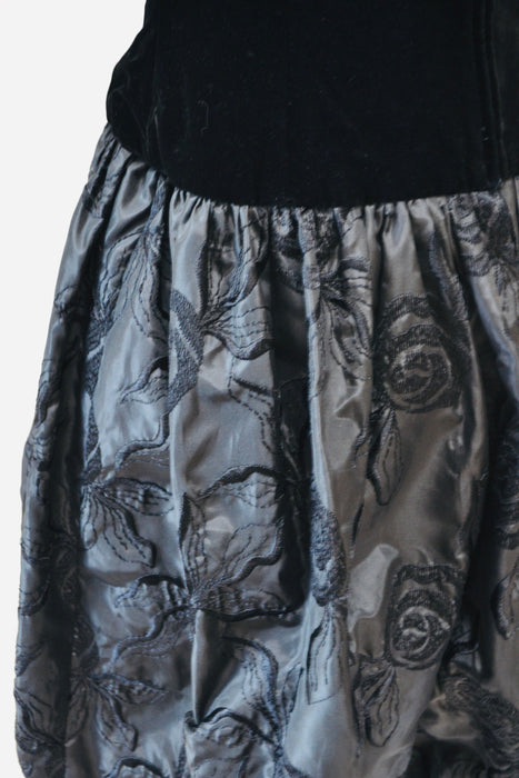 80s 90s Black Strapless Party Dress Vintage Velvet Coctail Party Strapless Dress XS Small By Fred France Paris Black party Dress Small