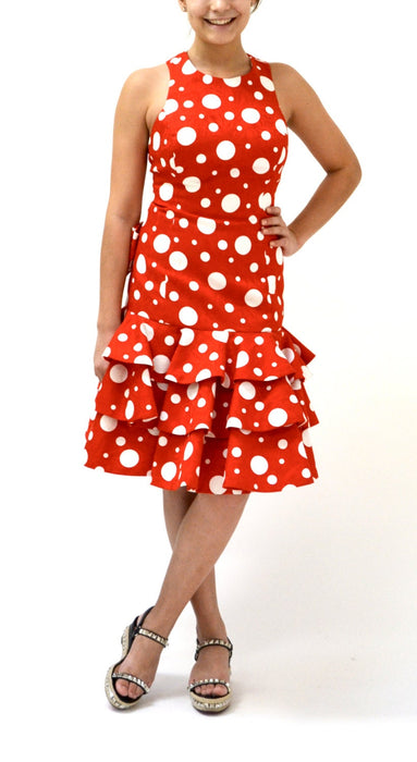 80s does 50s Vintage Party Dress Red Polka Dots by Lillie Rubin// 80s Red Prom Dress Red and White Polka Dot Dress with Ruffles Small Medium