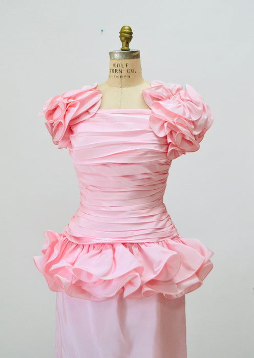 80s 90s Vintage Pink Prom Party Dress By Lillie Rubin Pink Barbie Pageant Dress 80s 90s Pink party Dress Ruffles Small Medium