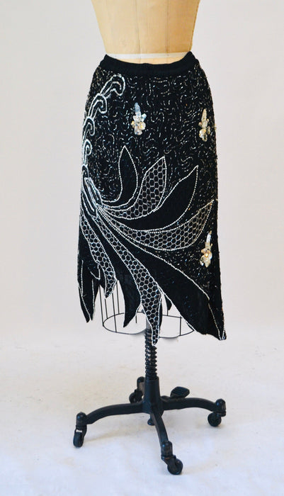 70s 80s Vintage Black Sequin Party Dress Sequin Top skirt 70s disco Flapper Party Sequin Dress Medium Large// Vintage Black Sequin top Skirt