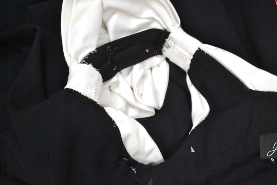 80s 90s Vintage Black Party Dress Black Evening Gown with Large White Bow// 90s Party Dress Bow Dress Medium Large 80s Evening Wedding Dress