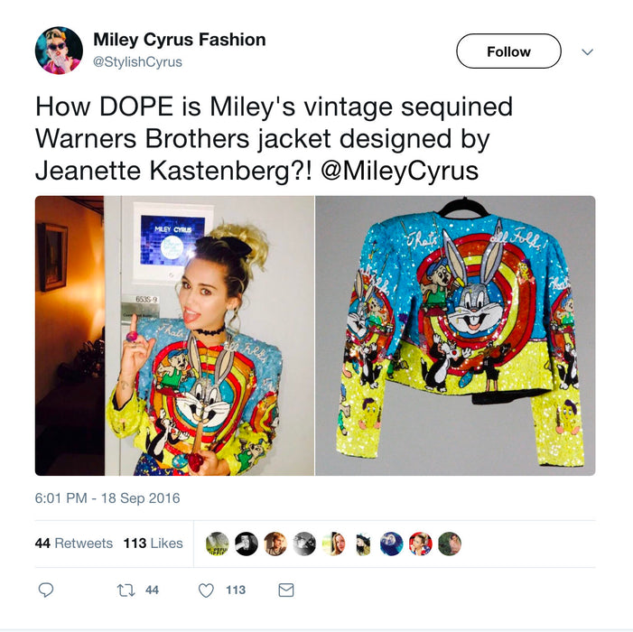 Vintage Jeanette Kastenberg Platinum Sequin Jacket Looney Tunes Bugs Bunny Warner Brothers Cartoon Comic Beaded Jacket Small