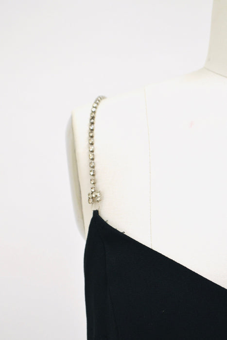 Vintage 90s Black Dress Black Cocktail Party Dress with Rhinestones By Bebe Small// Vintage 90s Sexy Prom Party Club Dress Black XS Small
