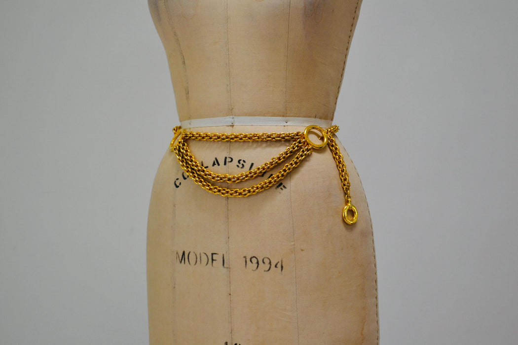 80s 90s Vintage Gold Chain Belt Gold Paloma Picasso Chain-Link Belt XS SMALL Medium Vintage Gold designer Belt