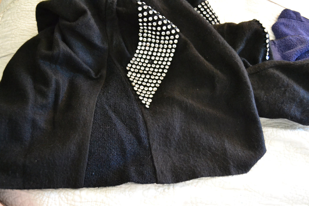 80s 90s Vintage Black Rhinestone Sweater Jumper Medium Pull over 80s Glam Rhinestone Diamond Sweater Dolman Sleeves Pull over Small Medium