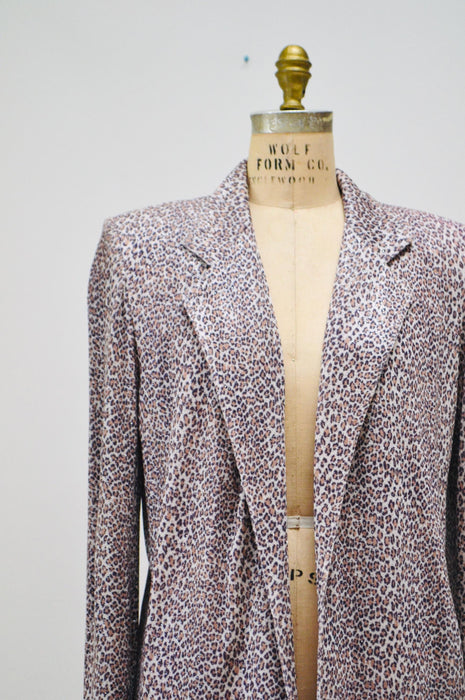 90s Vintage Jacket Animal Print Blazer Metallic Leopard Print Criscione Small // 90s Vintage Leopard Print Jacket Nanny Jacket Knit Blazer