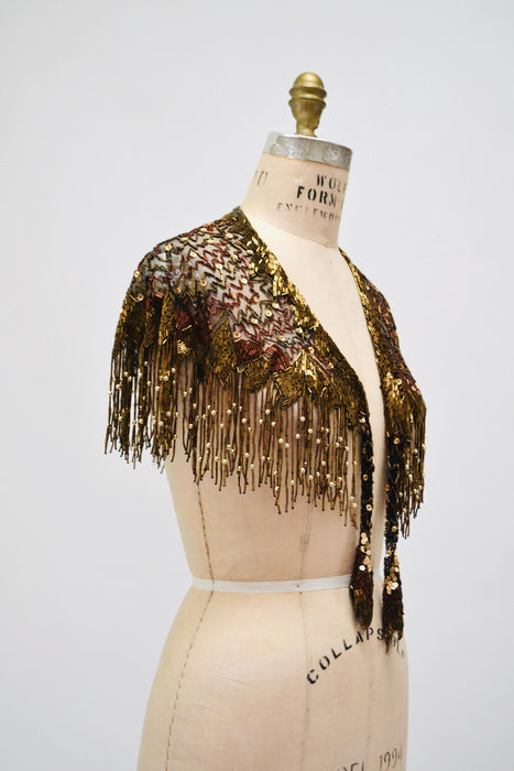 90s Vintage Metallic Beaded Sequin Fringe Shawl Lion Lioness Sequin Wrap Metallic Beaded Wrap Lion King Sharmark Las Vegas Showgirl