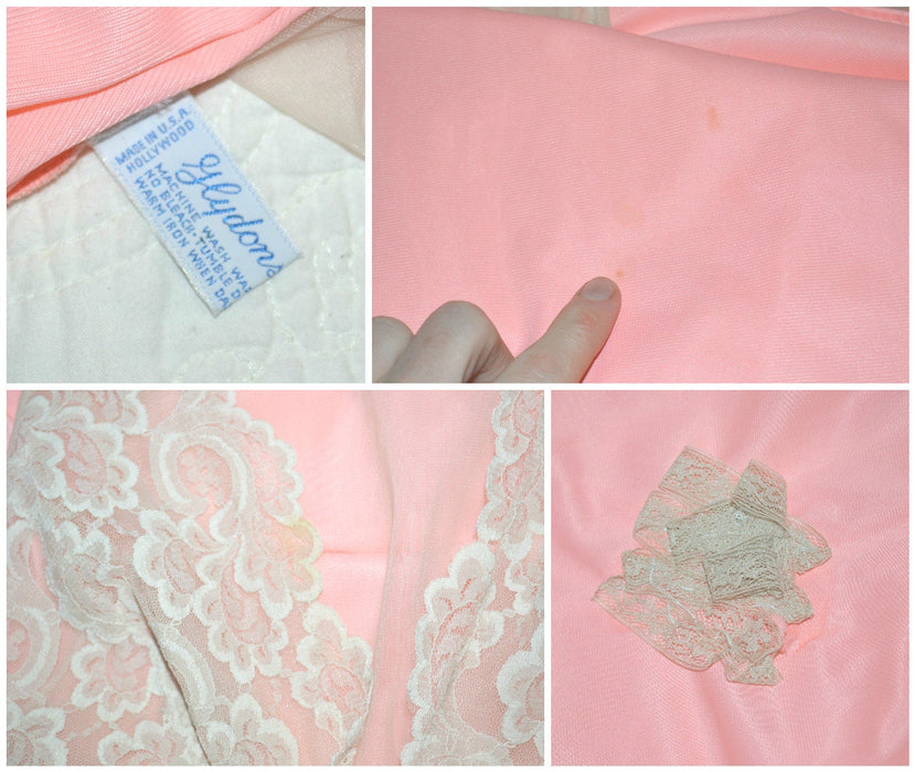 Vintage Nightgown Camisole Chemise Dress Small Pink Lace Cream Wedding Honeymoon Night gown// Vintage Lingerie Slip Dress Bridal