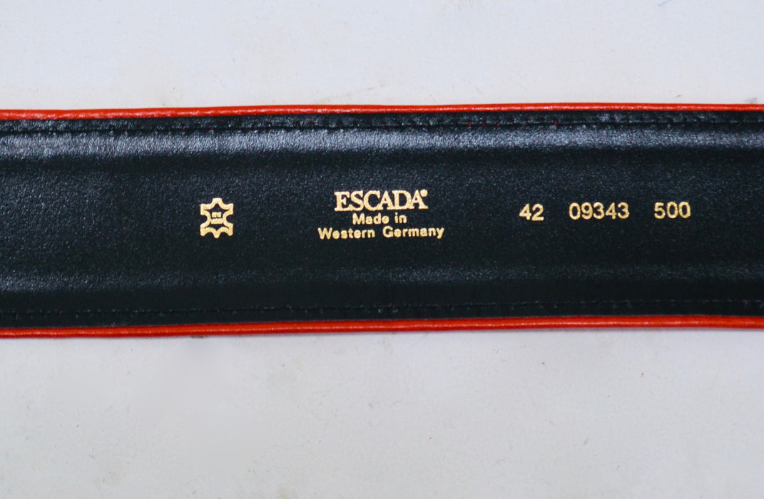 80s 90s Vintage ESCADA Red Gold Gemstone Belt Metallic Wide red Leather Belt size 42 Medium Large 80s Glam Wide Red Gold Belt