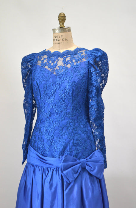 80s Prom Dress Small Medium Blue Lace Barbie Party Prom Dress // Vintage 80s Blue Party Dress Lace Club Princess Dress Small Medium