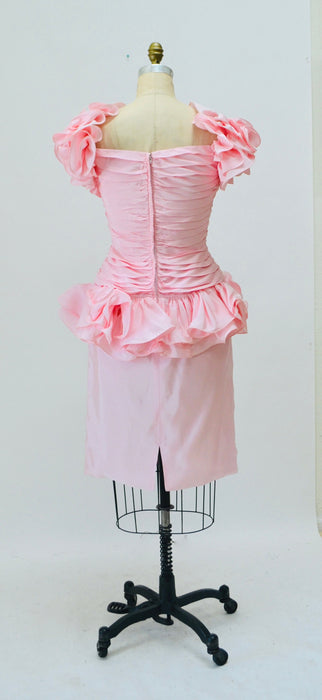 80s 90s Vintage Pink Prom Party Dress By Lillie Rubin Pink Barbie Pageant Dress 80s 90s Pink party Dress Ruffles Small Medium