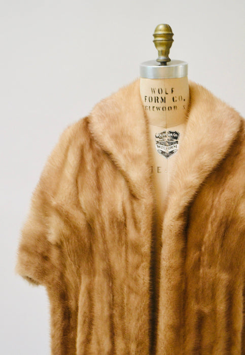 Vintage Mink Stole Honey Blonde Vintage Fur Stole Cape// Vintage Fur Cape in Blonde Cream Brown Winter Wedding